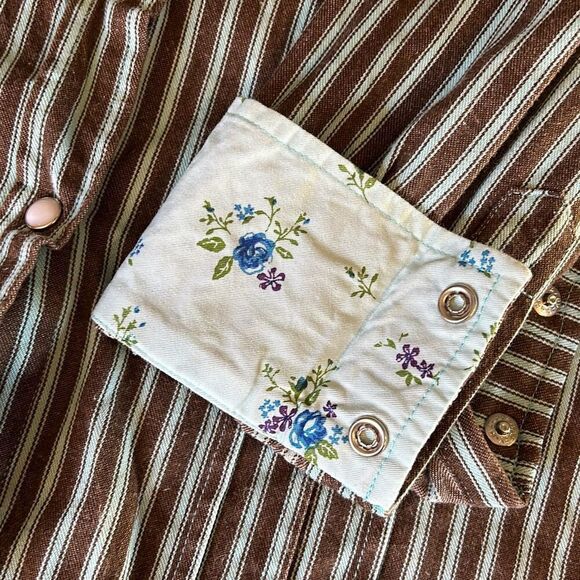 Tasha Polizzi Brown and White Striped Button Down Shirt - Picture 6 of 7